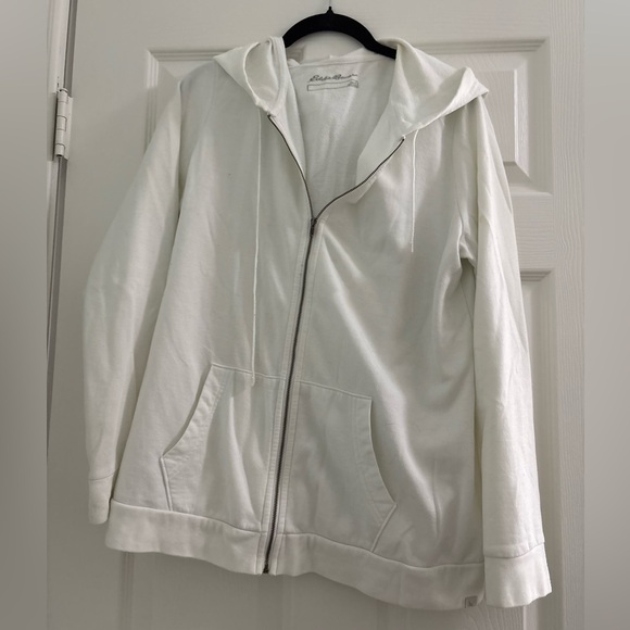 Eddie Bauer Jackets & Blazers - Eddie Bauer White Hooded Zip Bomber Jacket - Women